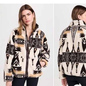 The Upside Cream and Black Geometric Teddy Jacket